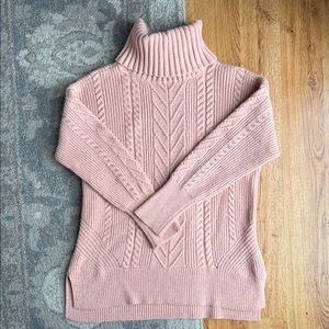 Elie Tahari Blush Cable Knit Turtleneck Sweater